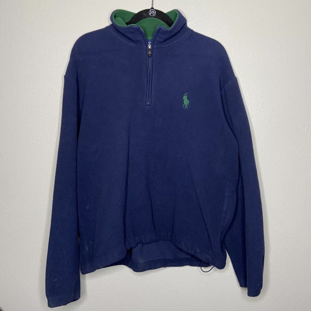 Vintage Polo Golf Ralph Lauren Blue Half Zip Up Fleece Sweater Pullover L Mens